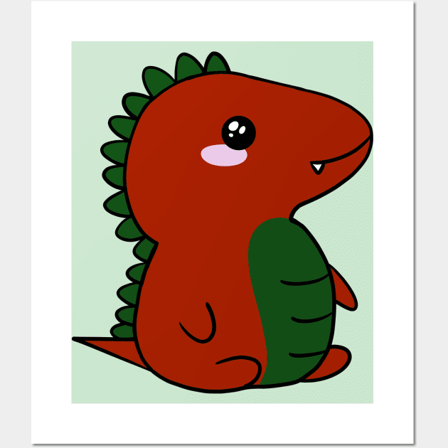 Christmas Themed Baby Dinosaur for Dino Fan Wall Art by Lobinha